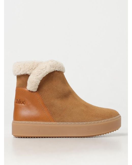 See By Chloé Brown Flat Ankle Boots