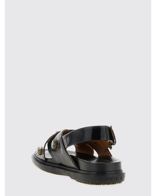 Marni White Leather Sandals With Crystals