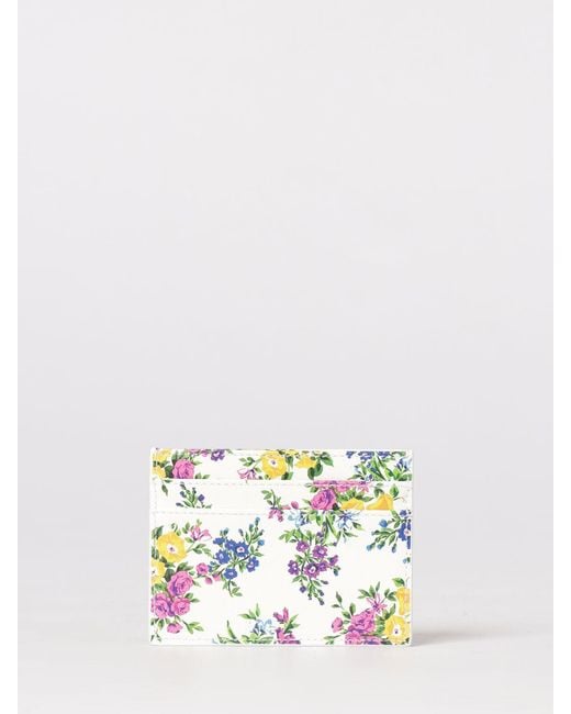 Dolce & Gabbana White Dolce &Amp Gabbana Leather Card Holder With Floral Print