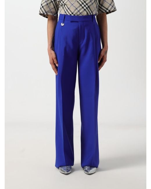 Burberry Blue Virgin Wool Wide-Leg Pants