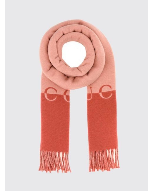 Gucci Red Wool And Cashmere Scarf With Logo