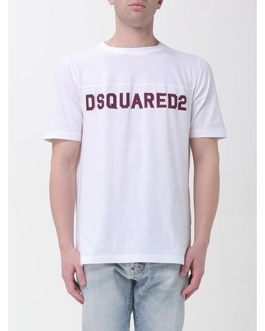 DSquared² White Cotton T-Shirt With Logo for men