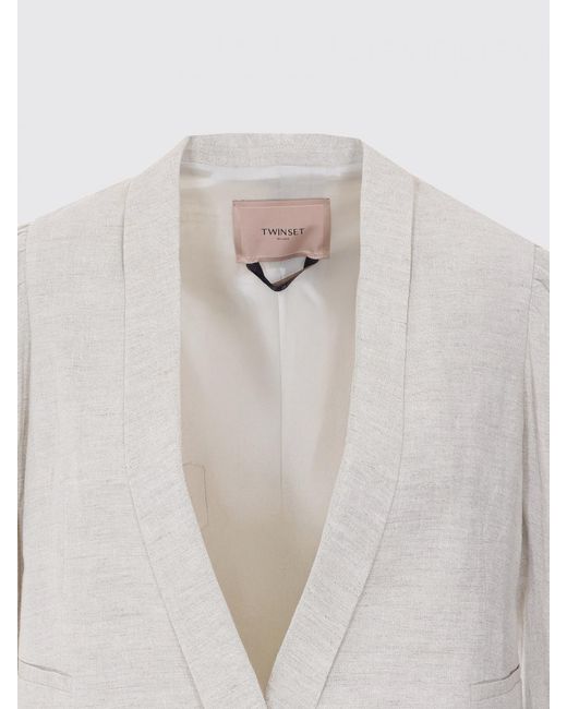 Twinset Natural Linen Blend Cropped Blazer