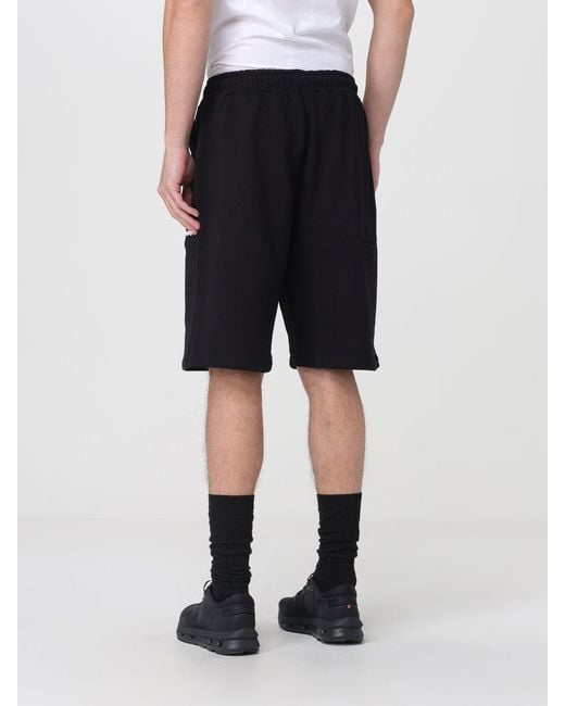 DISCLAIMER Black Cotton Jogger Shorts With Drawstring Waist for men