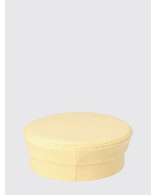 Ruslan Baginskiy Yellow Linen Baker Boy Hat With Rigid Visor And Appliqué Logo