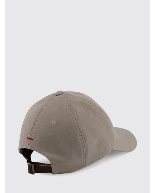 Brunello Cucinelli Gray Cotton Gabardine Hat With Logo for men