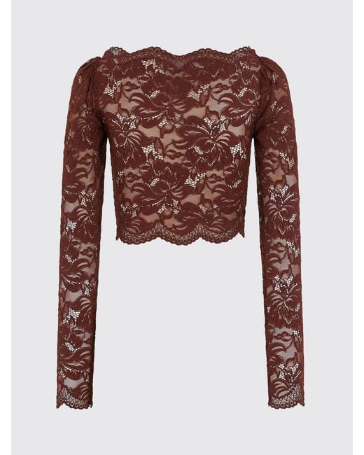 Rabanne Red Crop Lace Top