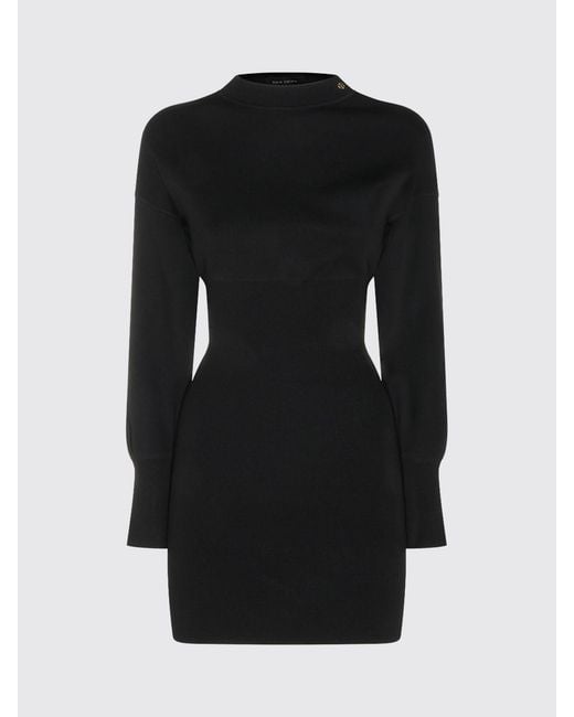 Anine Bing Black Long-Sleeved Ribbed-Knit Mini Sheath Dress