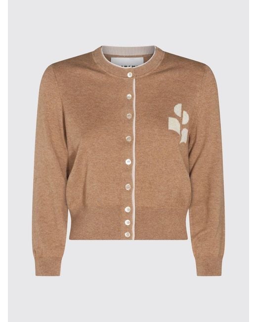 Isabel Marant Blue Slim Fit Jacquard Logo Wool And Cotton-Blend Cardigan