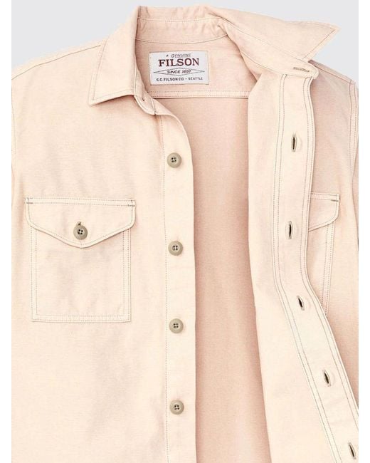 Filson Natural Long-Sleeved Casual Cotton Shirt With Flap Pockets for men
