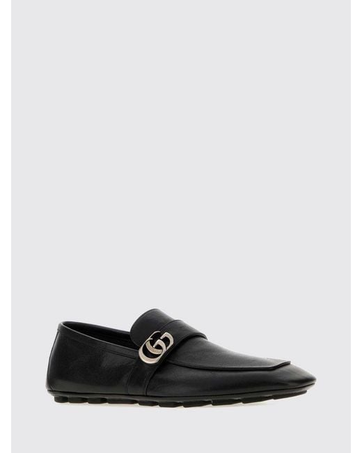 Gucci White Smooth Leather Driver Loafers With Gg Monogram for men