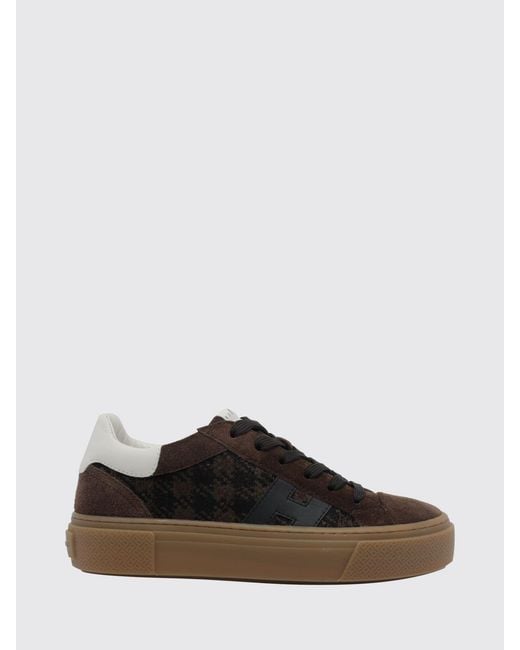 Hogan White H705 Leather And Suede Sneakers With A Bicolor Houndstooth Pattern
