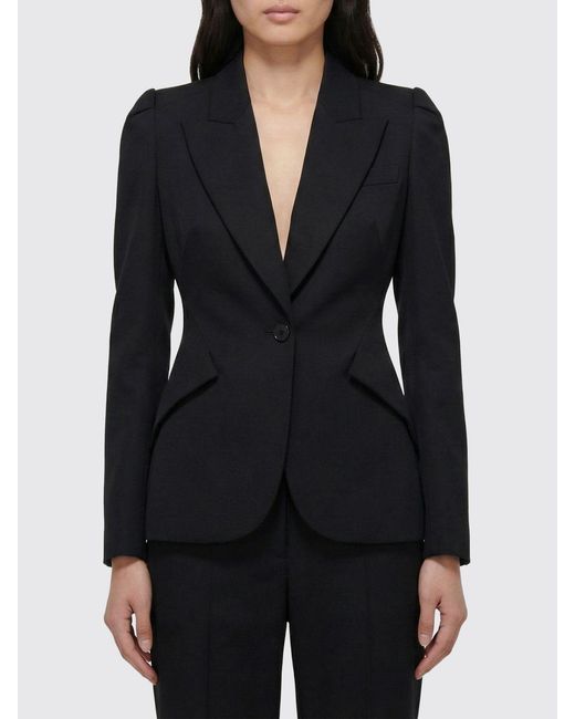 McQueen Black Wool Single Breasted Blazer
