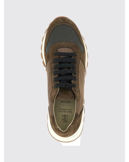 Brunello Cucinelli Multicolor Embroidered Nylon And Suede Trainers With Monili