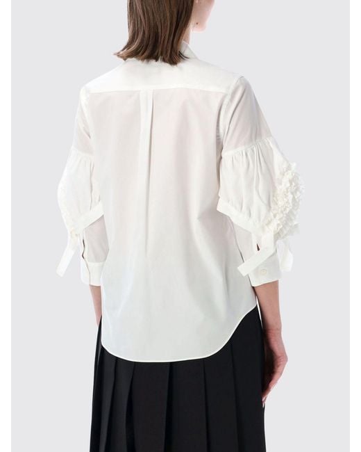 Comme des Garçons White Comme Des Gar&Ccedil	Ons Relaxed-Fit Cotton Shirt With Peter Pan Collar And Balloon Sleeves