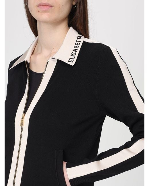 Elisabetta Franchi Black Logo Viscose Knit Polo Cardigan