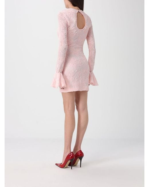 ROTATE BIRGER CHRISTENSEN Pink Jacquard Mesh Mini Dress
