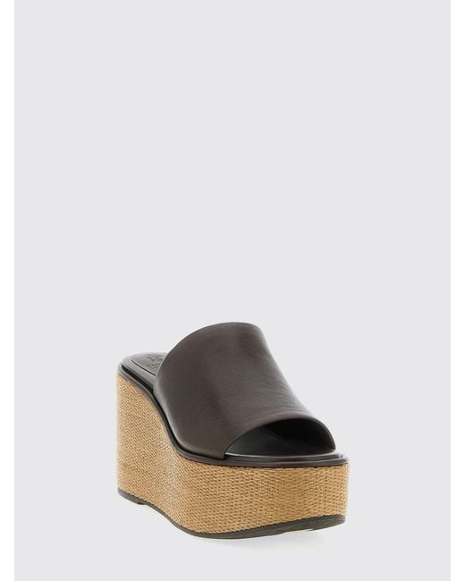 Brunello Cucinelli Brown Leather Wedge Sandals