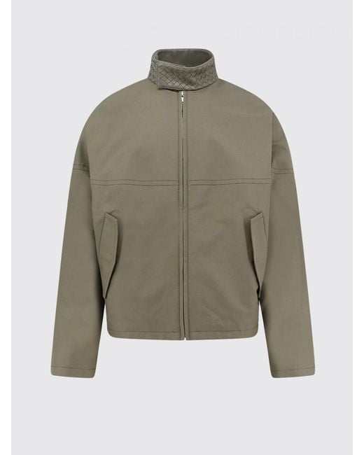 Bottega Veneta Green Cotton And Woven Leather Jacket for men
