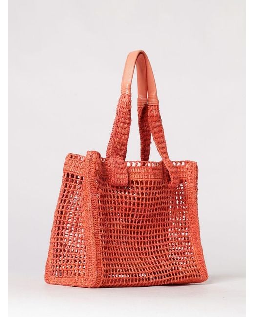 Chloé Red ChloÉ Summer Banana Perforated Raffia Bag