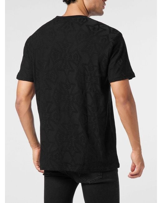 Philipp Plein Black Pp Jacquard Cotton T-Shirt for men