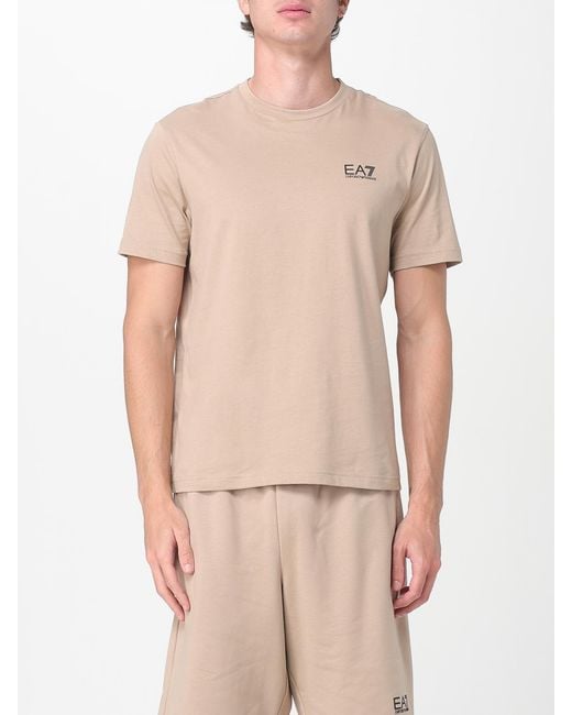 EA7 Natural Short Sleeve Comfortable Solid T-Shirt For Casual Wear for men