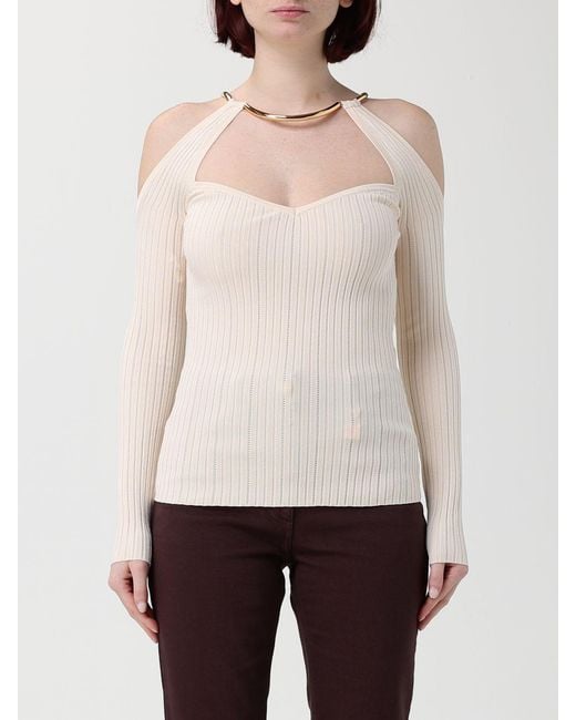 Elisabetta Franchi White Ribbed Viscose Knit