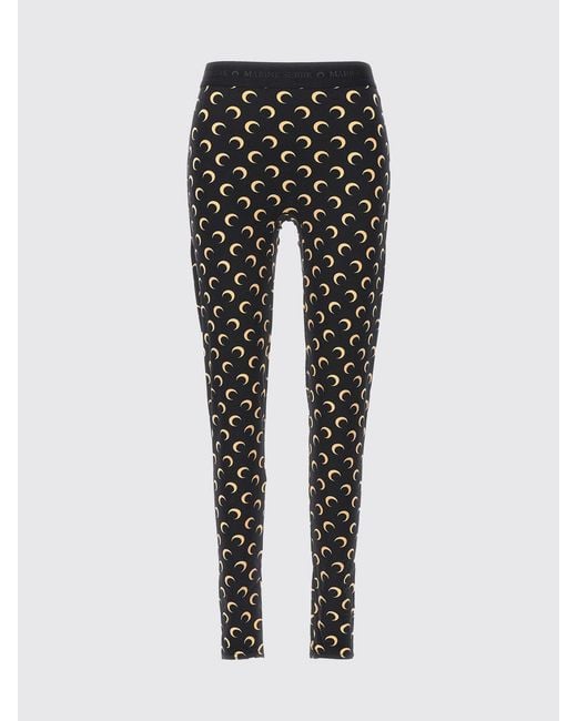 MARINE SERRE Black Crescent Moon Lycra Leggings With All-Over Logo