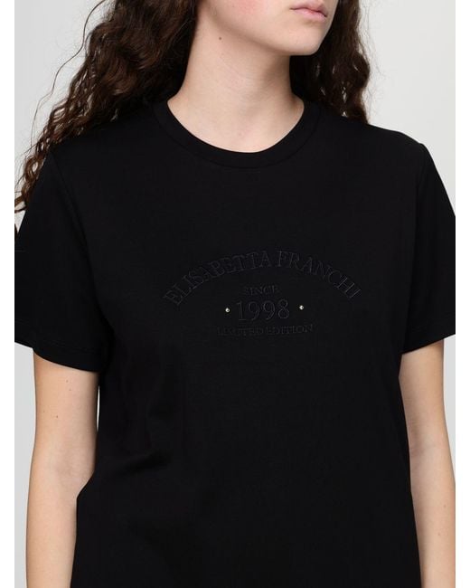 Elisabetta Franchi Black Cotton T-Shirts