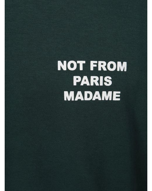 Drole de Monsieur Green Cotton T-Shirt With Logo Print And Dropped Shoulders for men