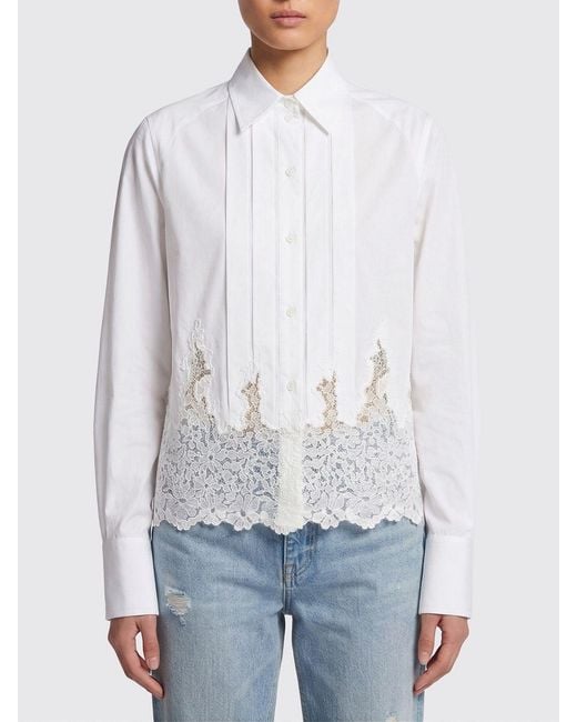 Ermanno Scervino White Cotton Shirt With Lace Inserts