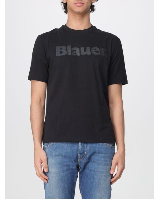Blauer Black Cotton T-Shirt With Logo for men