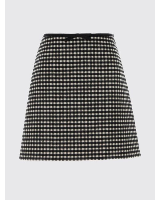 Valentino Black Checked Virgin Wool And Cashmere Skirt
