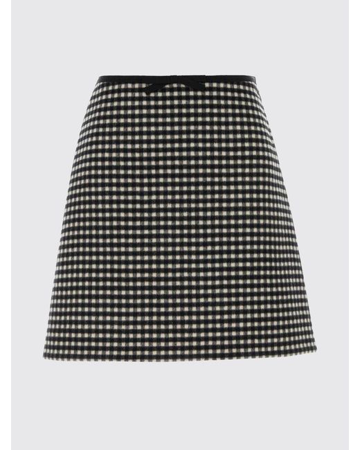 Valentino Black Checked Virgin Wool And Cashmere Skirt