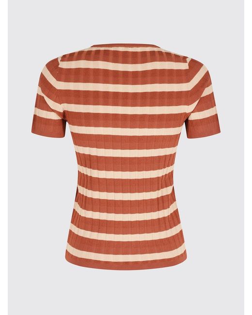 Roberto Collina Natural Striped Viscose Knit Sweater