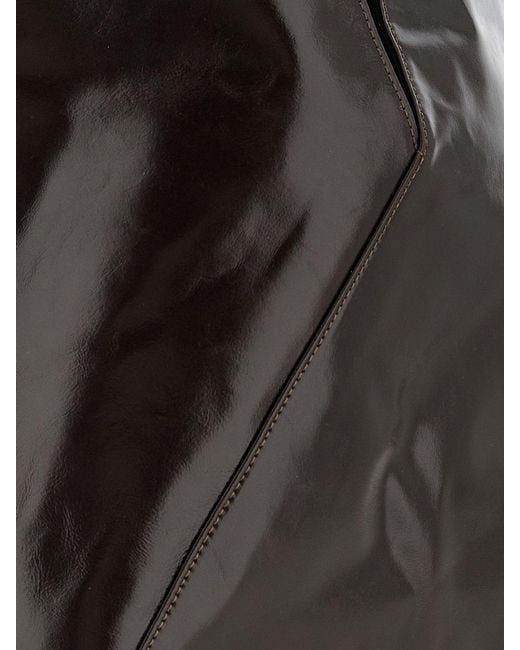 MM6 by Maison Margiela Black Japanese Smooth Leather Handbag With Iconic Stitching