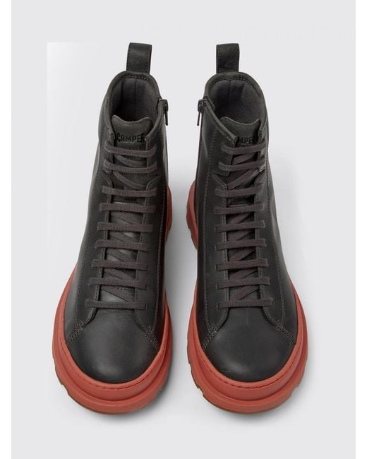 Camper Gray Brutus+ Leather Ankle Boots for men