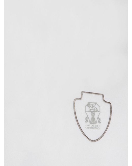 Brunello Cucinelli White Short-Sleeve Polo Shirt for men