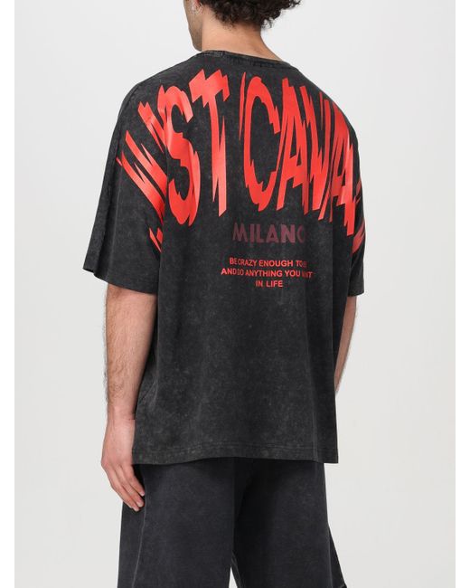 T-shirt in cotone con logo di Just Cavalli in Black da Uomo