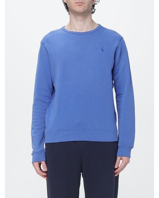 Polo Ralph Lauren Blue Cotton Blend Crewneck Sweatshirt With Logo for men
