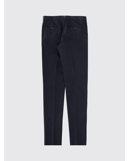 Zegna Blue Slim Fit Cotton Chino Trousers With Belt Loops And Welt Pockets for men