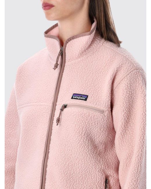 Patagonia Pink Retro High-Neck Short Fleece Jacket With Zip Closure