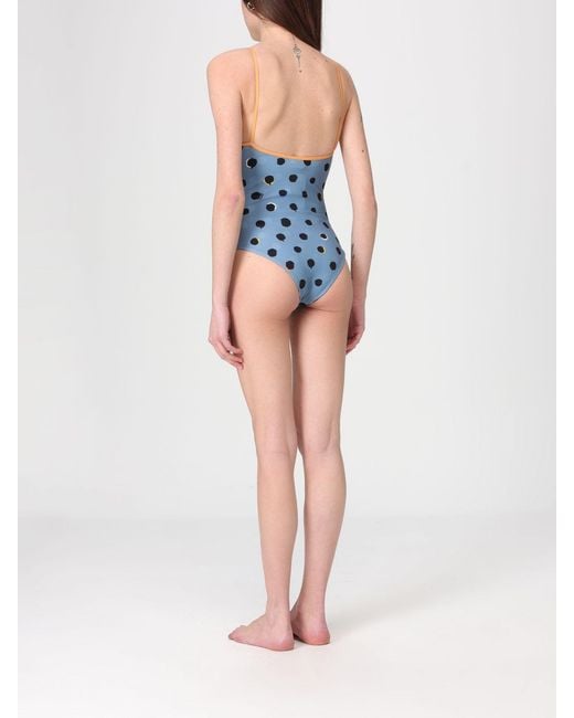 Fendi Blue Polka Dot Polyamide One-Piece Swimsuit