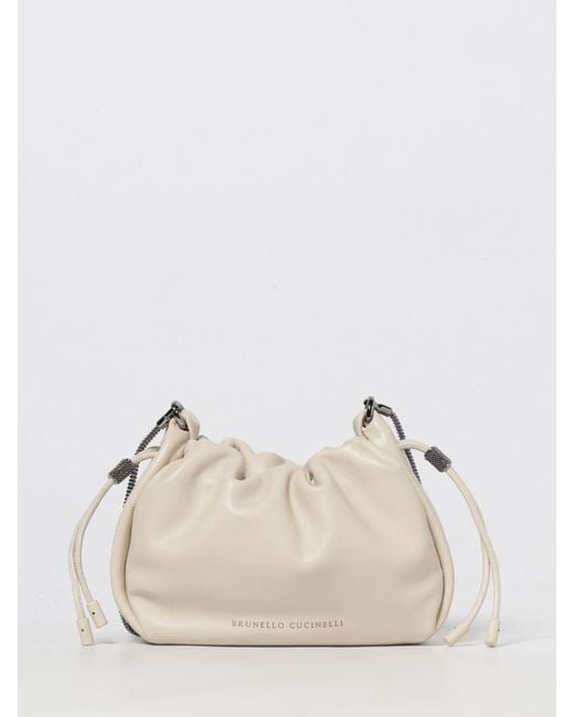 Borsa Bucket Mellow Mini di Brunello Cucinelli in Natural