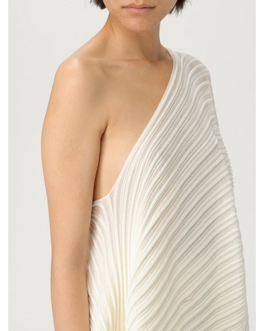 Issey Miyake Natural Pleated Oneshoulder Asymmetrical Top