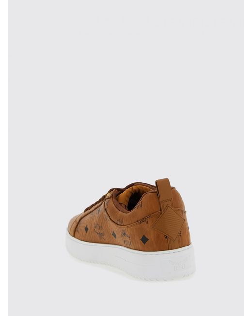 MCM Brown Neo Terrain Faux Leather Sneakers With All Over Logo for men