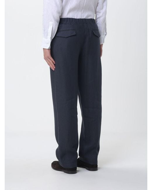 Lardini Blue Linen Wide-Leg Trousers for men