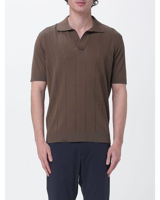 Kangra Brown Cotton Knit Polo Shirt for men