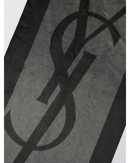 Saint Laurent Gray Cassandre Jacquard Silk Scarf for men