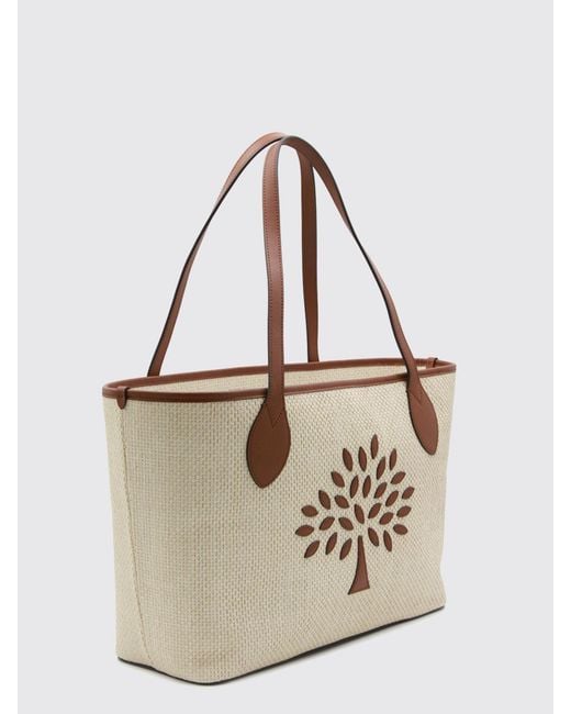 Mulberry Natural Tote Bag With Graphic Print And Contrast Trims